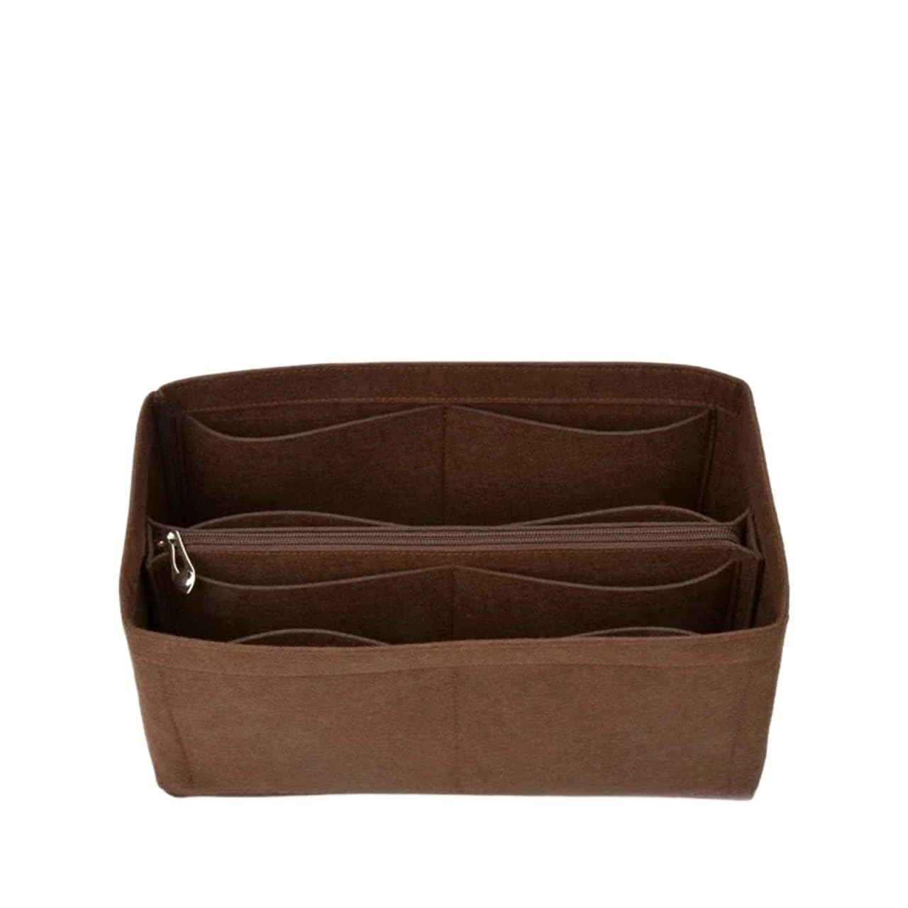 NJIEzhao Felt Handbag Insert Lining Organizer Insert Felt Fits Cloth Bag Makeup Travel Inner Purse Cosmetic Mommy Bags(L coffee middle)