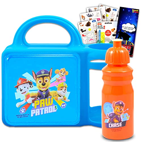 Nick Shop Paw Patrol Lunch Box For Boys, Kids Bundle - Paw Patrol Lunch Box And Water Bottle Set Featuring Chase, Marshall, And More With Pop Up Stickers And More (Paw Patrol School Supplies)