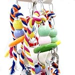 New Upgraded Metallic Pots and Multicolored Ring Toys, Pullable 8 Stainless Steel Cups and 8 Wooden Ring Toys for Large and Extra Large Parrot Amazons Macaws African Greys Cockatoos Eclectus - Image 3