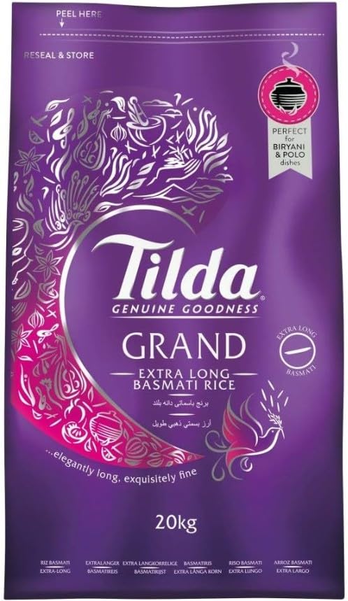 One Stop Dealers Tilda Basmati Rice - Aromatic Long Grain Rice Delicate Aroma - Ideal for Biryani & Pulao (Pack of 1, Grand White Rice 20Kg)