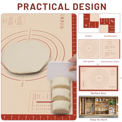 26" x 16" HOTEC Silicone Baking Mat w/ Measurements - image 5