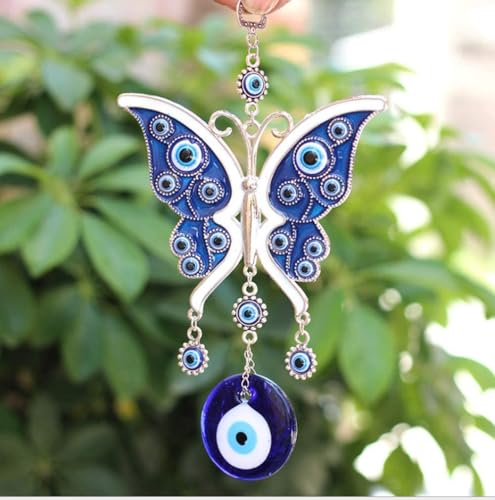 Image of BLUE BEADS Turkish Feng Shui Vastu Blue Glass Evil Eye Hanging /Door Hanging Nazar Batu for Protection and Good Luck - Perfect for Gifting Home or Office (BUT02)