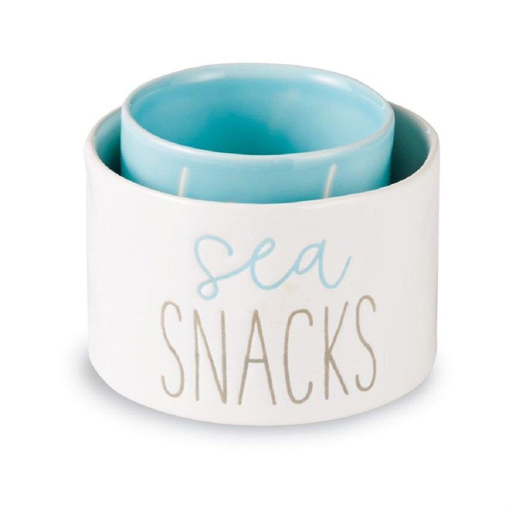 Mud Pie Beach Snack Nested Dip Cup Set of 2 Serving Bowls, One Size, White