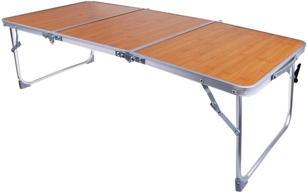 Three-Section Folding Aluminum Alloy Table, Portable Weight Outdoor Camping Picnic BBQ Desk, Reinforced Design, Stable Legs Pad, Large Area, Easy Carry,