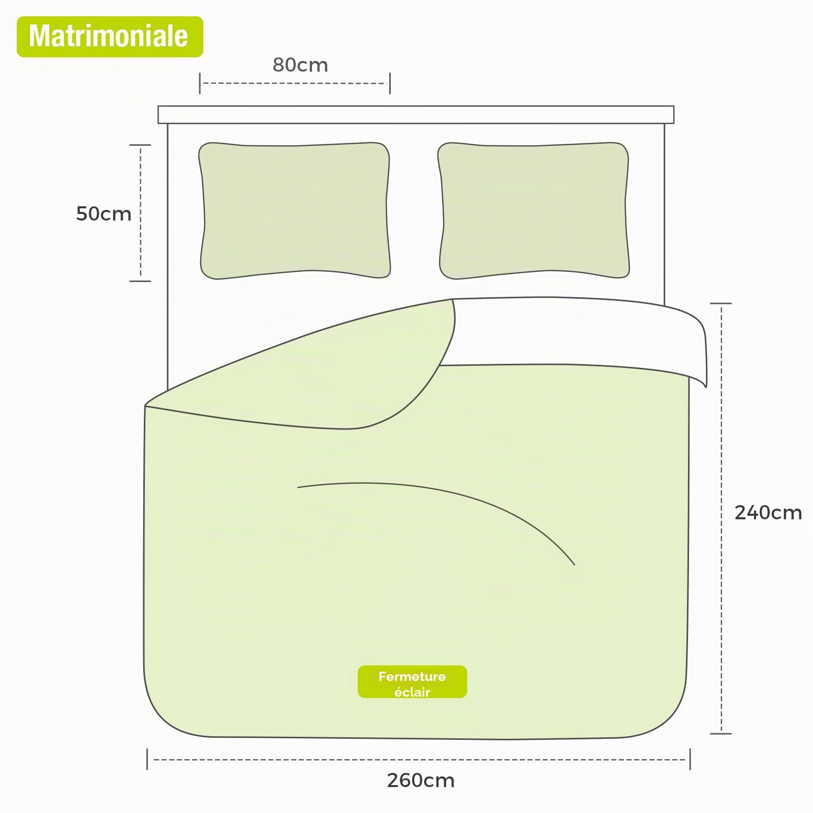 Lekesky Parure de lit 2 personnes 260 x 240 cm 3 pièces en microfibre avec motif aquarelle comprenant 1 housse de couette 260 x 240 cm + 2 taies d'oreiller 50 x 80 cm, vert érable