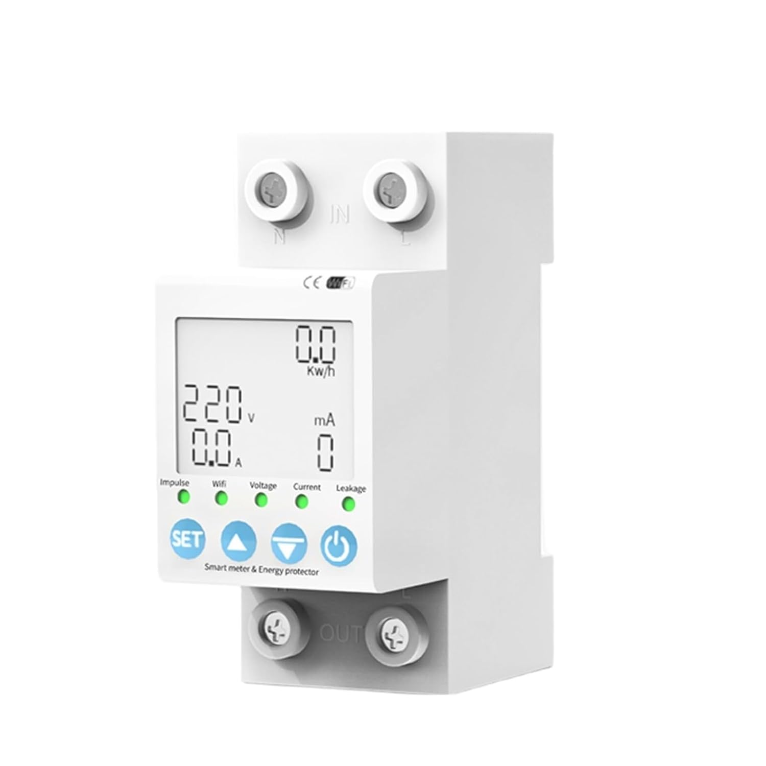 2P Tuya WiFi Smart LCD Circuit Breaker Switch with Power Meter 1-63A DIN Rail