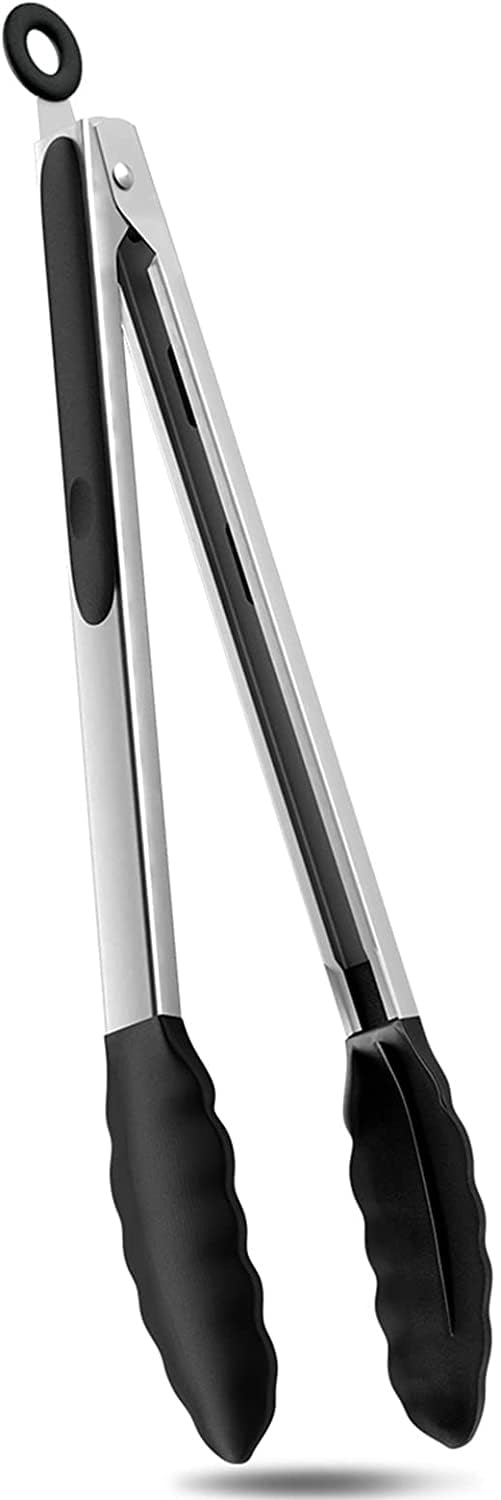 Kitchen Tongs for Cooking 12 Inch Stainless Steel Silicone Tongs for Cooking, Serving, Barbecue, Salad, Buffet