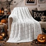 Horaldaily Halloween White Ghost Faux Fur Throw Blanket 50x60