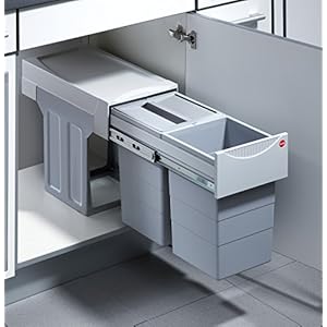 Hailo Tandem Küchen-Abfalleimer, Kunststoff, grau