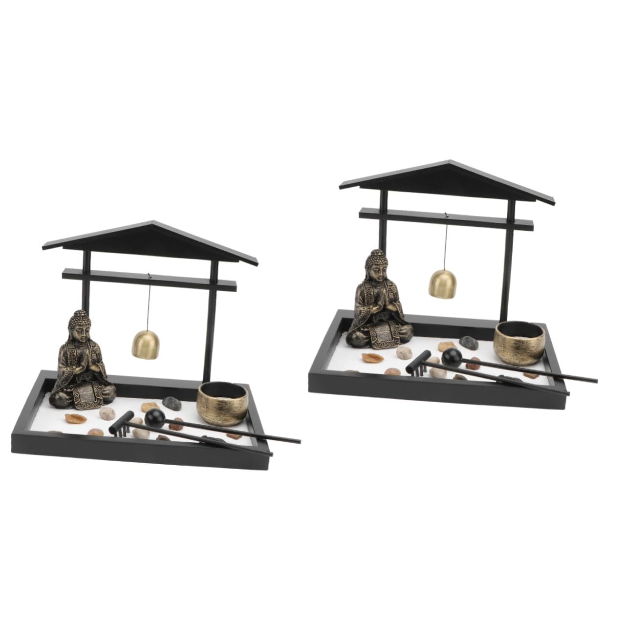 Alipis 2 Juegos Decoración De Mesa De Arena Zen Accesorios De Adornos Solares para Jardin Fuente De Agua De Buda Adornos De Jardin Japones Kit De Jardín Zen Madera
