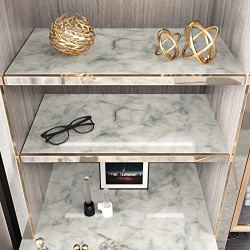 LiKiLiKi Blue Gray Marble Contact Paper Peel and Stick Wallpaper for Countertops 24\" x 118\" Kitchen Waterproof Marble Wallpaper Vinyl Self Adhesive Contact Paper Shelf Removable Counter Top - Thumbnail 6
