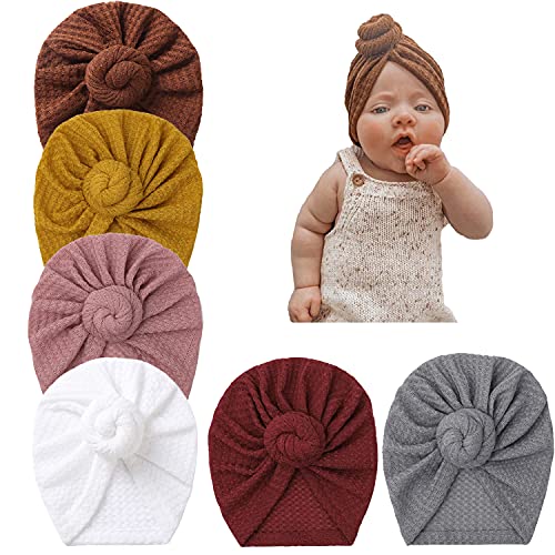 Gezisan Baby Girls Turban Newborn Hospital Nursery Beanie Headwrap Bohemia Donuts Cap, Twist06-6Pcs, 0-36 Months #TOP6
