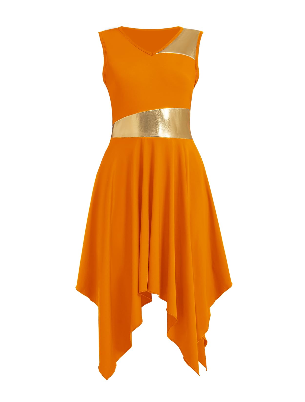 ZYACTU Womens Praise Dance Dress V-Neck Sleeveless Liturgical Worship Dress  Lyrical Contemporary Dance Costumes