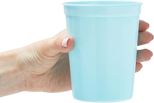 Miniatura 3 de Paquete de 24 vasos de plástico azul de 16 onzas para estadios, vasos reutilizables a granel para todas las ocasiones y celebraciones