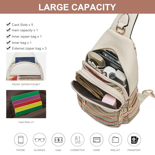 Image of cakang Womens Sling Bag Crossbody Bags for Women Vegan Leather Sling Backpack Daypack Fanny Pack Crossbody Purse Travel