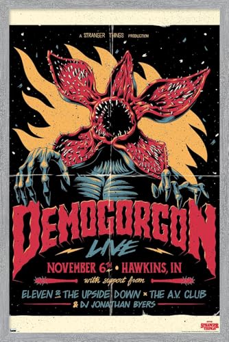 Trends International Netflix Stranger Things - Demogorgon Live Wall Poster, 22.4L x 14.7W, Gray Framed Version