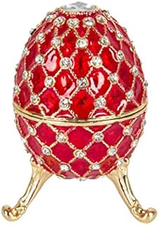 QIFU Vintage Hand Painted Faberge Egg Style Jewelry Trinket Box with Rich Enamel and Sparkling Rhinestones, Unique Gift Home Decor, Best Ornament Your Collection