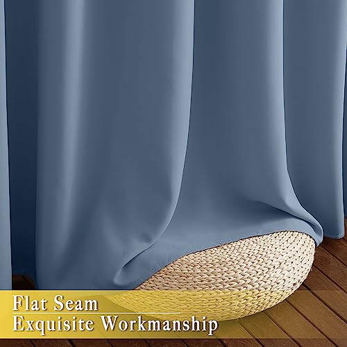 NICETOWN Stone Blue Blackout Sliding Door Curtains, Grommet Thermal Curtain Window Treatment Room Divider Drape Sound Reducing for Patio Door/Living Room, 1 Panel, W80 x L90