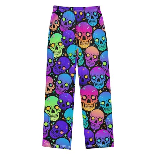 ZZXXB Galaxy Skull with Bright Eyes Boys Long Pants Soft Trousers Elastic Waist Kids Lounge Bottoms with Pockets S-XL