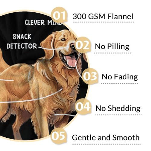 Golden Retriever Blanket - 60x80 Inches Size for Women, Men - Soft Fluffy Throw for Bed, Sofa, Winter - Black Novelty Fuzzy Gifts
