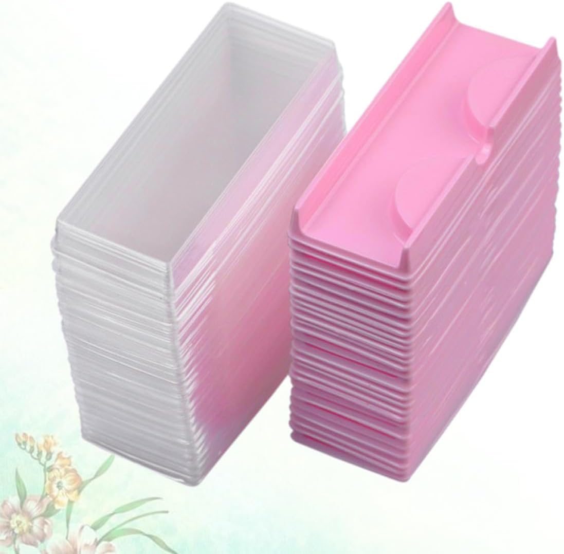 VALICLUD 50 Sets Pink Plastic False Eyelash Storage Box with Cover image 4