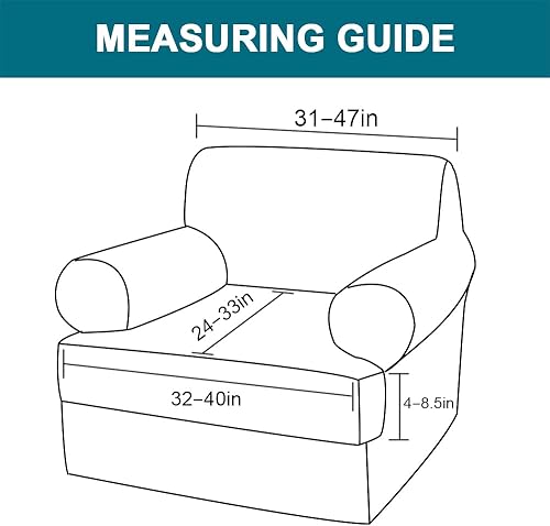 Miniatura 3 de Turquoize Fundas de sofá de 3 piezas para 2 cojines individuales en forma de T, paquete de 2 fundas para silla, color paloma