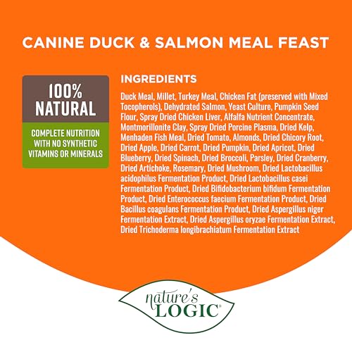 Image of NATURE'S LOGIC Dry Dog Food - Duck & Salmon Meal Feast Dry Kibble, 25 lb
