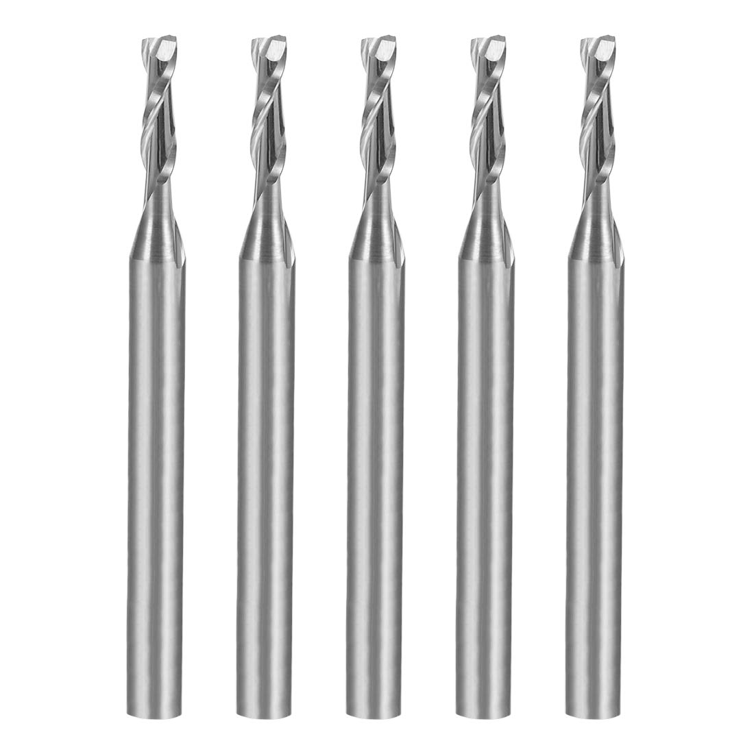 uxcell 5PCS 1/8" Shank 2.0mm x 8mm Carbide Flat Nose End Mill Cutter CNC Router Bits 2 Flute for Acrylic PVC MDF Hardwood
