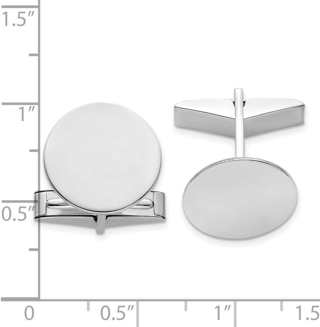 15.1mm 14k White Gold Mens Circular Cuff Links Cuff Link for Men