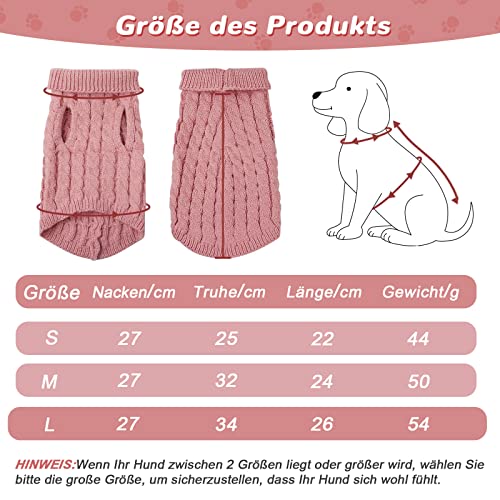 Hundepullover Haustier Pullove, Winter Warmer Hund Katzenpullover, Kleine Hunde Rollkragen Strickpullover, Strickpullover Oberbekleidung für Kleine Mittelgroße Hunde und Katzen(Rosa L)