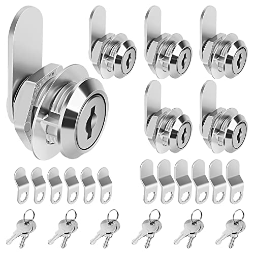 Pertinel Cam Locks Cabinet Lock Keyed Alike, 5/8'' (Length) Cylinder Fits on 3/8'' Max Panel Thickness, Secure File Drawer Mailbox RV Storage Replacement Set, Chrome-Finish Zinc Alloy (5/8 Inch 6Pcs) by Pertinel - Used condition - US$15.67