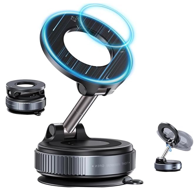 vaisona Upgraded 360° Vaccum Magnetic Phones Holder, Magnetic Car Phone Mount, Hands-Free Suction Cup Phones Holder for Car/Gym/Mirror/Shower, Car Mount Compatible with All Mobile