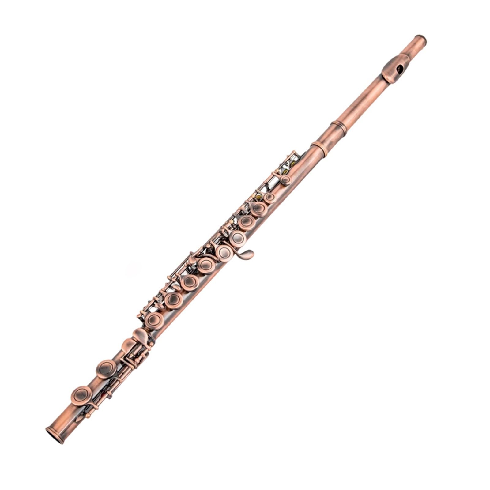 Classic Flet Poprzeczny 16 Zamkniętych Otworów W Tonie C Niklowany Flet E Profesjonalne Wykonanie Trwałe(Red Bronze)