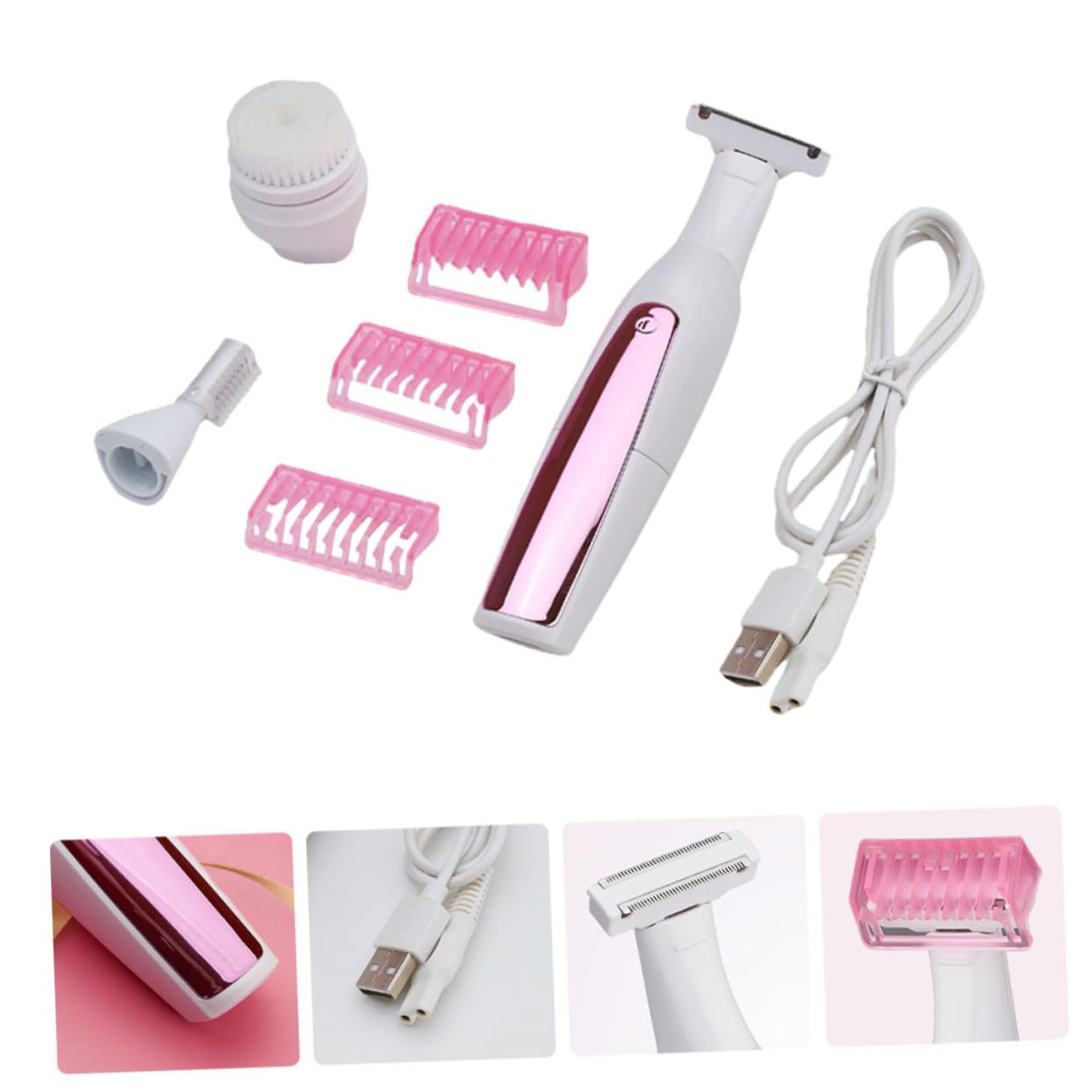 Rasoio Elettrico Donna Viso Depilatore Chioma 3 in 1 Abs | Ipx6 Waterproof, Pulizia Semplice e Funzionamento Silenzioso, per Ascelle e Gambe