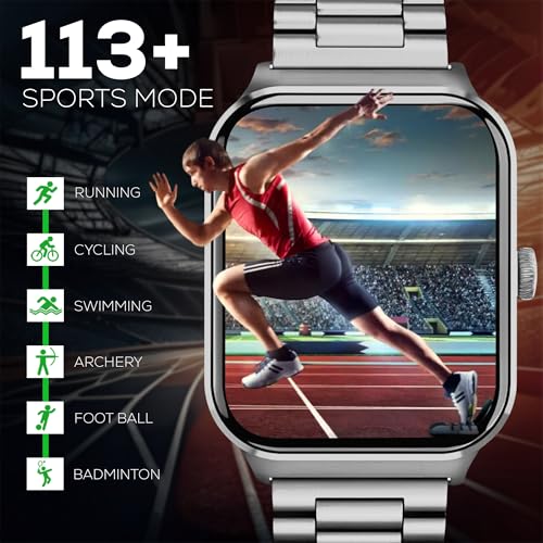 Image of PunnkFunnk NovoLux HD Display Smartwatch for Men & Women Answer /Make Calls, Heart Rate Monitor, 113+ Sports Modes, Step Counter, IP68 Waterproof, Compatible with Android & iOS(Metal Grey)