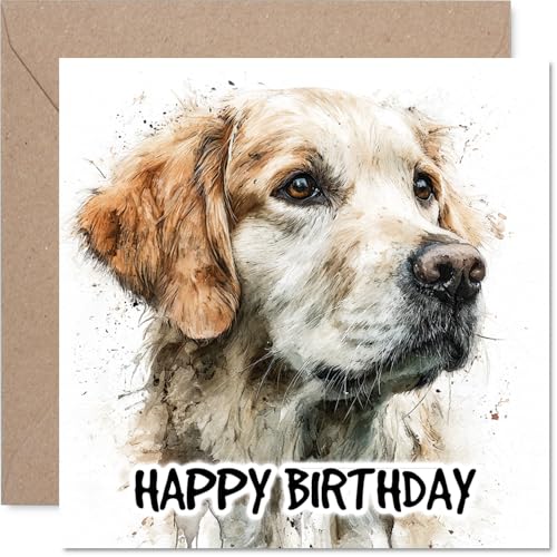 Tarjeta de cumpleaños Golden Retriever para hombres y mujeres, razas de perros, tarjeta de feliz cumpleaños para colega, abuela, amiga, hija, tarjetas de felicitación de cumpleaños de 145 mm