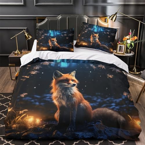 Housse de couette renard 3D 200x200cm en microfibre avec taie d'oreiller - 4