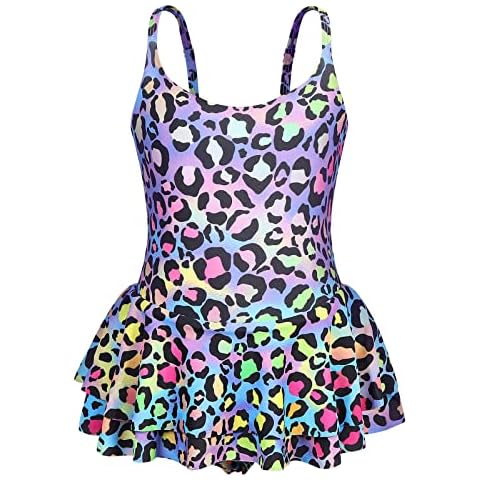 AmzBarley Girls Leopard Print Ruffle Swimsuit Cover