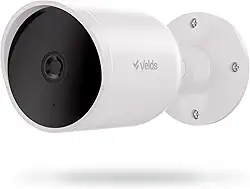 Câmera Inteligente Externa Velds, Wi-Fi, 2K, Resistente à Água IP66, Visão Noturna Infravermelha, Detecção de Movimento, Áudio Bidirecional, Cartão SD até 256GB, Branco