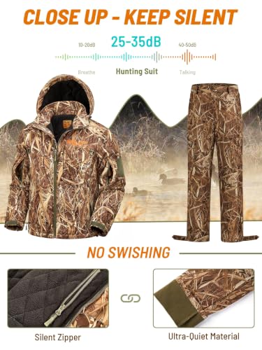 Image of NEW VIEW Insulated Hunting Clothes for Men Cold Weather, Warm Camo Hunting Jacket and Pants, Hunting Suit for Deer Duck Hunts