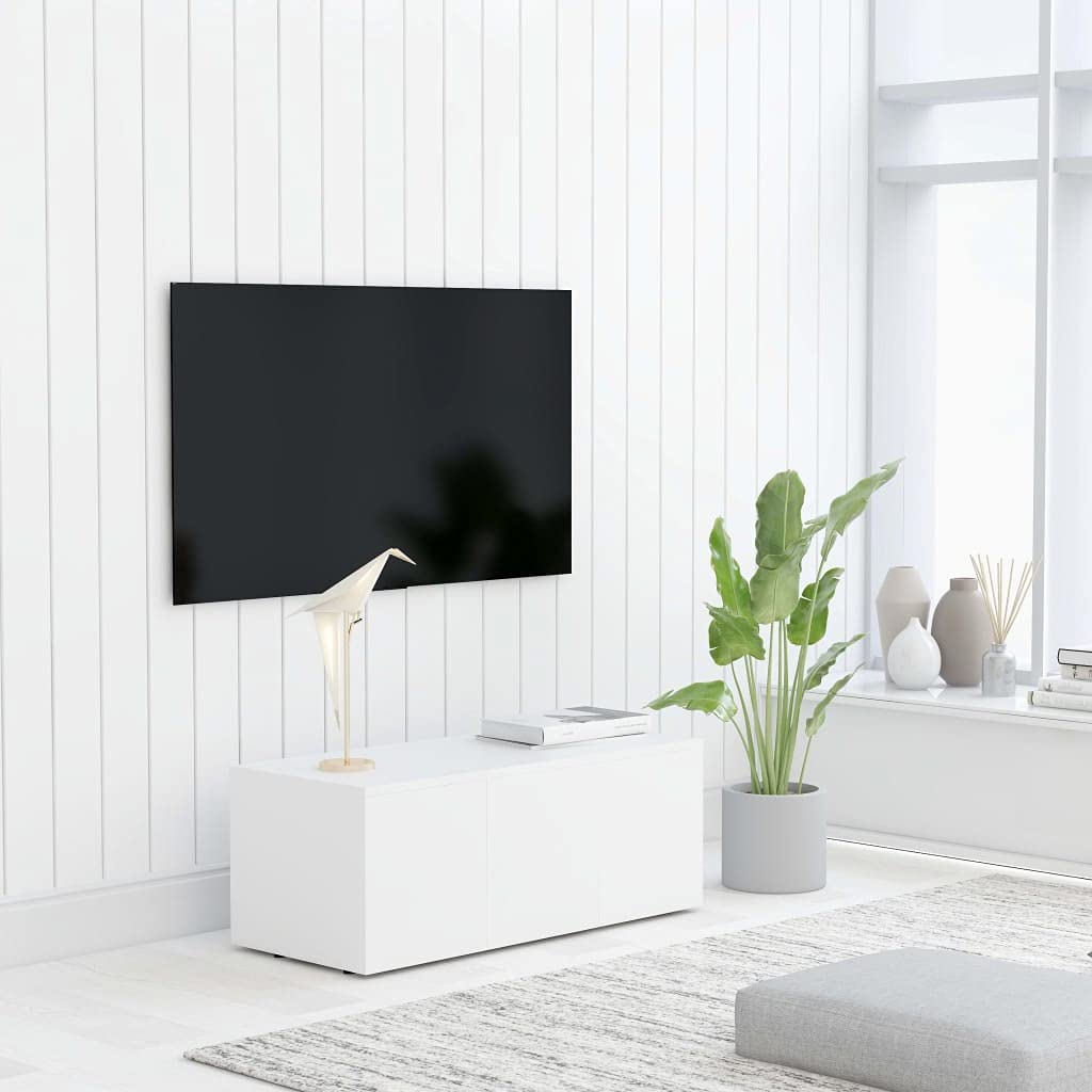 vidaXL Mobile Porta TV Buffet Madia unità Multimediale HiFi Mobiletto Basso Arredo Credenza Consolle Armadietto in Truciolato Bianco 80x34x30 cm