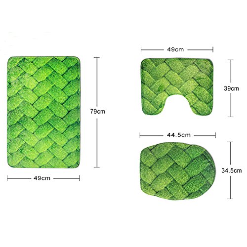 Showudesigns Badezimmer Badematte 3 Teilig Set Schädel Muster Bad Matte Teppich Für Toilettenzubehör Flanell Saugfähig Badteppiche Badvorleger Badgarnitur WC Vorleger - Skull Print – Bild 4