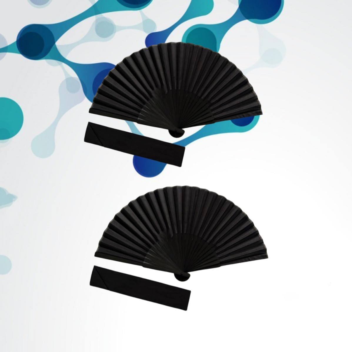 KALLORY 2 Sets Black Silk Folding Fans for Women Portable Handheld Fans with Storage Bag Classic Chinese Style for Festival Gift and Performance