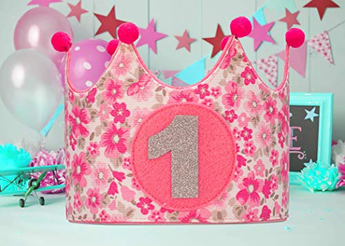 Kembilove Kroon voor de eerste verjaardag van baby's – kroon van stof voor kinderverjaardag decoratie verjaardag meisjes… - Image 8