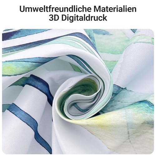 Lerores Shower Curtain, 120 x 200 cm, Green Leaves Plant, Weighted Hem, Anti-Mould Textile, Waterproof - Image 3