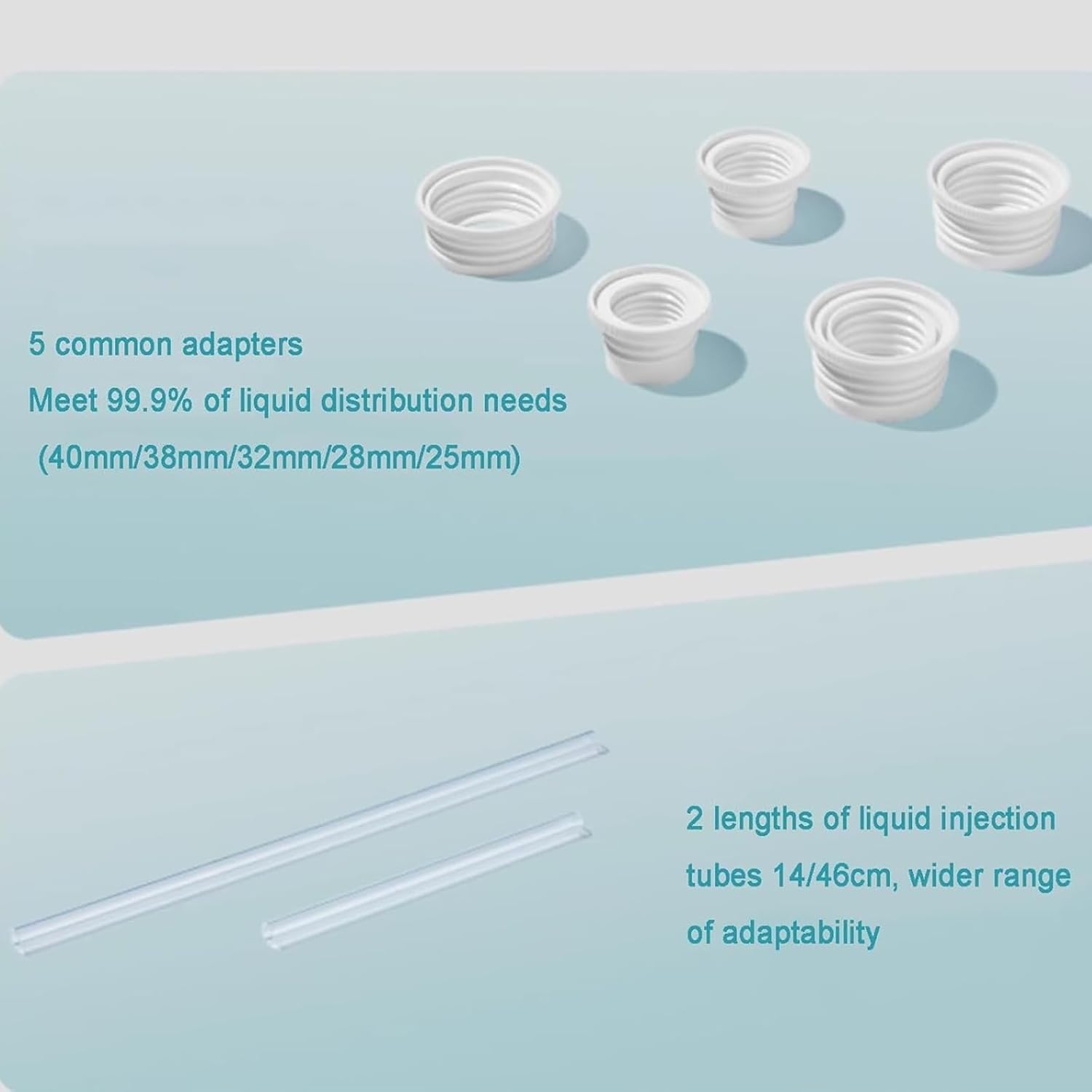 Verstellbarer Spender für Flüssigkeitsdosierung, 5 Adapter im Lieferumfang enthalten, Laborbürettenpipette für Chemikalien, Öle, Lösungsmittel und Reagenzien, Präzisionswerkzeug