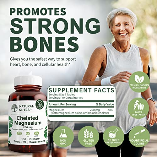 Natural-Nutra-Chelated-Magnesium-Oxide-250-mg-High-Absorption-for-Strong-Bones-Heart-Health-Energy-Boost-Gluten-Free-Non-GMO-180-Tablets-in-BPA-Free-Recyclable-Glass-Bottles