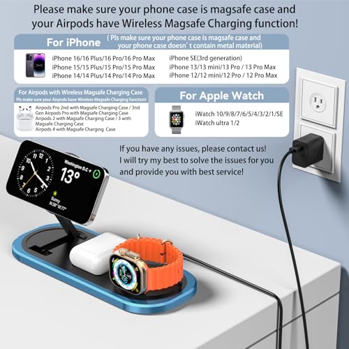 Chargeur Sans Fil 3 en 1 pour iPhone, Station de Charge Pliable pour Magsafe - Photo 10 sur 25