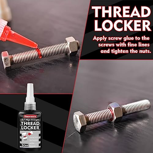 Image of Thread Lock Blue and Red, Threadlocker Removable & Permanent, Thread Locker for Nuts, Bolts, Fasteners and Metals, Against Losening and Leakage(50ml)