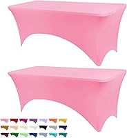 Vista 42 de Funda de mesa ajustada de 4 pies, manteles de elastano negros, manteles elásticos lavables y resistentes a las arrugas para eventos, bodas